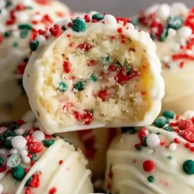 Delicious Christmas Tree Cake Truffles decorated as small Christmas trees