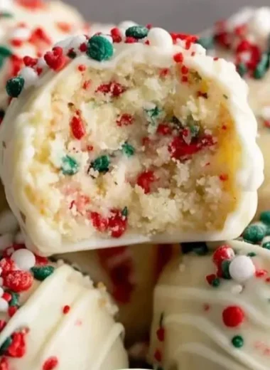 Delicious Christmas Tree Cake Truffles decorated as small Christmas trees