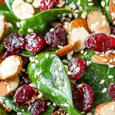 Festive Christmas Cranberry Spinach Salad with fresh ingredients and vibrant colors