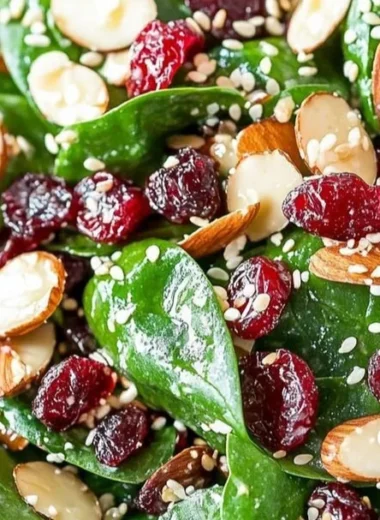 Festive Christmas Cranberry Spinach Salad with fresh ingredients and vibrant colors
