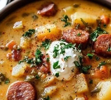 Hearty Crockpot Soup 3 Bowl of hearty crockpot soup with vegetables and herbs