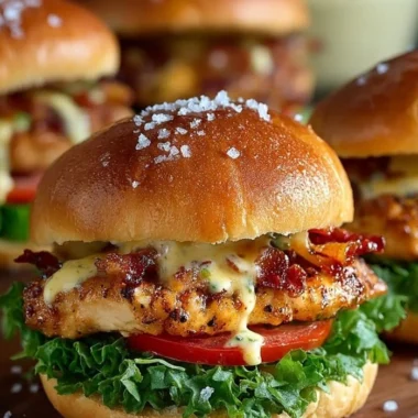 Honey Mustard BLT Chicken Sliders 4 Honey Mustard BLT Chicken Sliders served on a plate with fresh ingredients