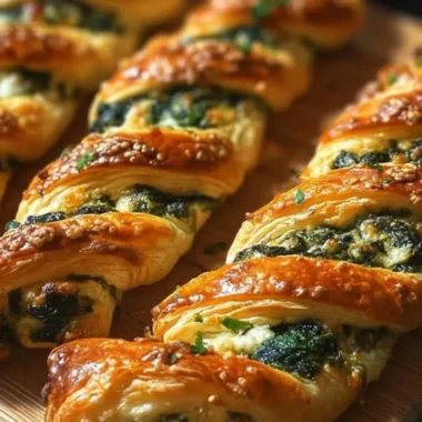 Spinach and Feta Puff Pastry Twists served on a plate