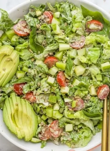 Fresh Green Goddess Salad with vibrant greens and creamy dressing