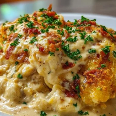 Delicious Cowboy Casserole served in a rustic dish