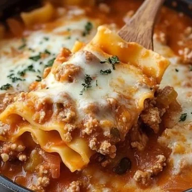 Bowl of delicious Crock Pot Lasagna Soup topped with cheese and herbs