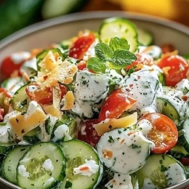 Delicious Cucumber Ranch Crack Salad served in a bowl with fresh ingredients.