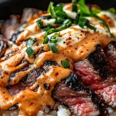 Korean BBQ steak rice bowl with beef, rice, and vegetables