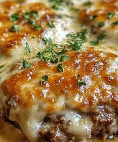 Delicious Amish Hamburger Steak Bake ready to serve with vegetables