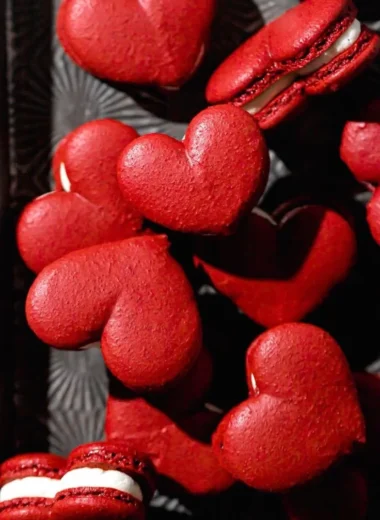 Delicious Chocolate Macarons arranged on a platter