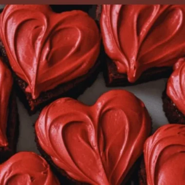 Heart-shaped brownies ready for a special occasion