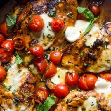 One-pan juicy chicken served in a rich balsamic sauce with herbs and spices