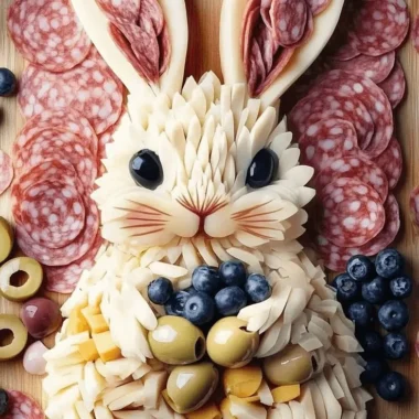 Easter Charcuterie Board 1 Beautifully arranged Easter charcuterie board with colorful ingredients